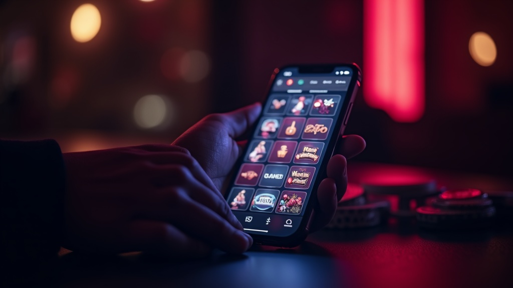 Mobiele casino app op smartphone met duidelijke functies