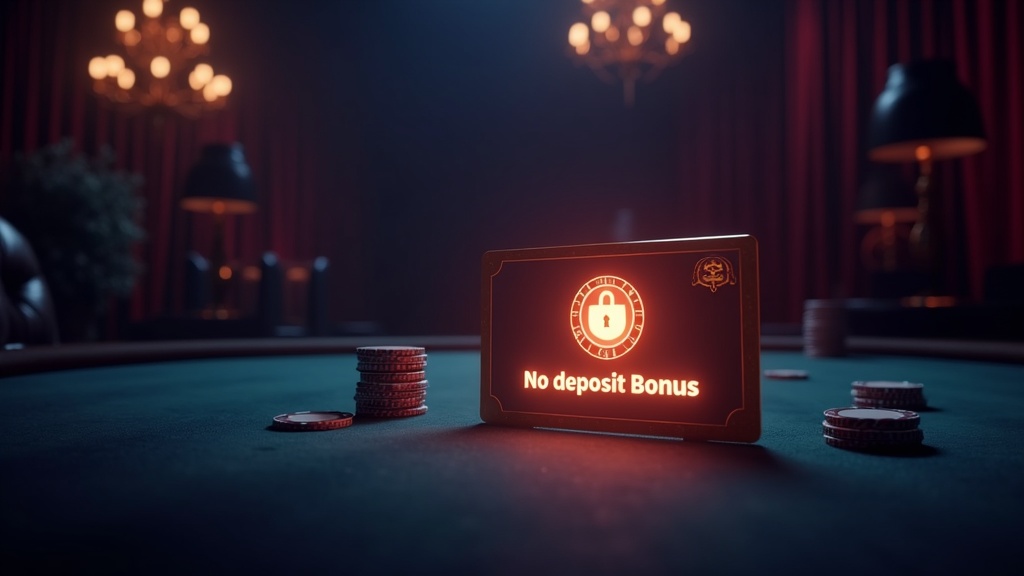 No deposit bonuskaart in een donkere casino-opstelling